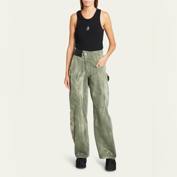 JW ANDERSON Twisted Workwear Designer Jeans Green Made In Italy‎ Size 28 RT$650 - Picture 1 of 14